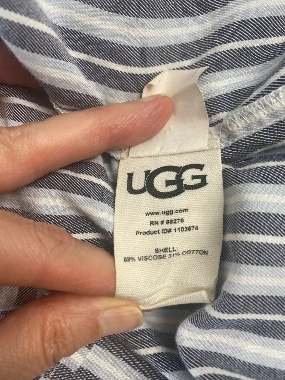 UGG Laura Striped Sleep Shirt Nightshirt Blue White Button Front Size M - Picture 5 of 8